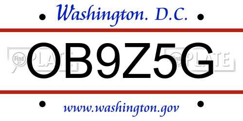 OB9Z5G District Of Columbia License Plate