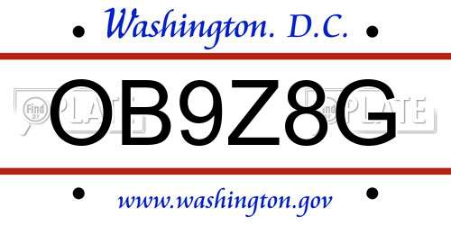 OB9Z8G District Of Columbia License Plate