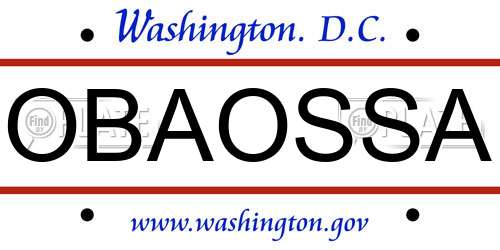 OBAOSSA District Of Columbia License Plate