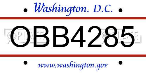 OBB4285 District Of Columbia License Plate