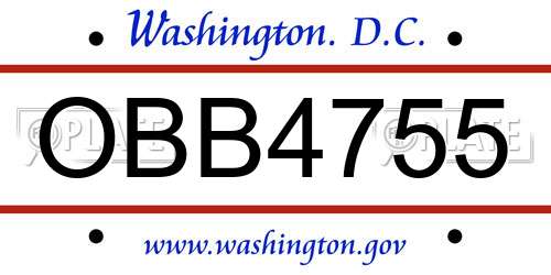OBB4755 District Of Columbia License Plate