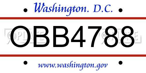 OBB4788 District Of Columbia License Plate