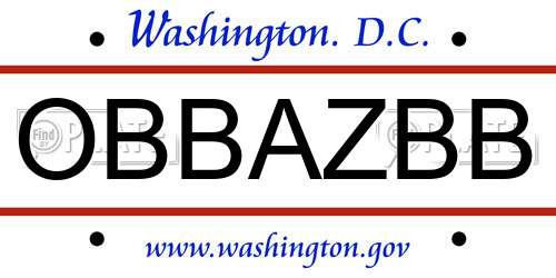 OBBAZBB District Of Columbia License Plate