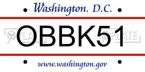 OBBK51 District Of Columbia License Plate