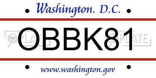 OBBK81 District Of Columbia License Plate