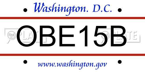 OBE15B District Of Columbia License Plate