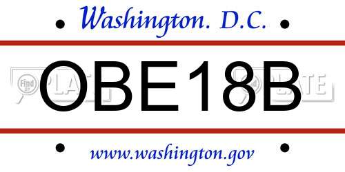 OBE18B District Of Columbia License Plate