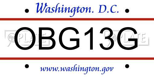 OBG13G District Of Columbia License Plate
