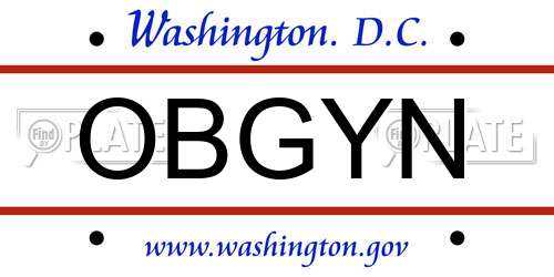 OBGYN District Of Columbia License Plate