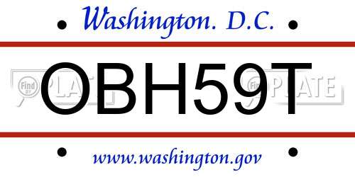 OBH59T District Of Columbia License Plate