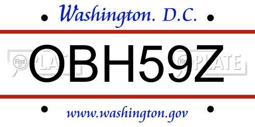 OBH59Z District Of Columbia License Plate