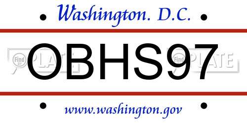OBHS97 District Of Columbia License Plate