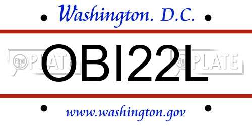 OBI22L District Of Columbia License Plate