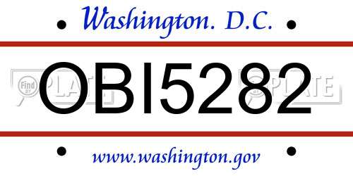 OBI5282 District Of Columbia License Plate