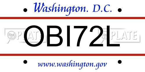 OBI72L District Of Columbia License Plate