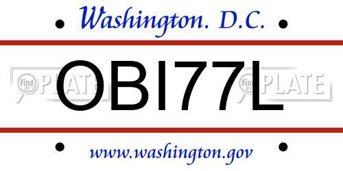 OBI77L District Of Columbia License Plate
