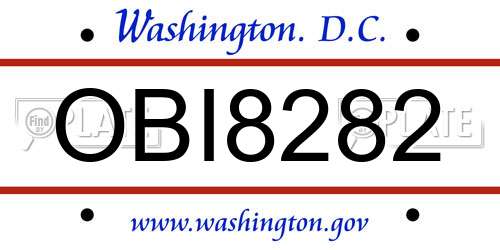 OBI8282 District Of Columbia License Plate