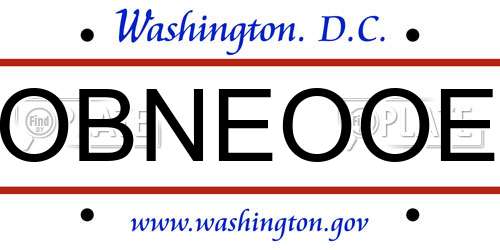 OBNEOOE District Of Columbia License Plate