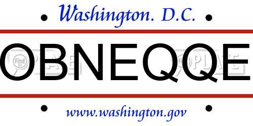 OBNEQQE District Of Columbia License Plate