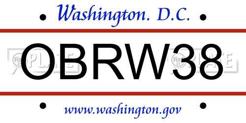 OBRW38 District Of Columbia License Plate