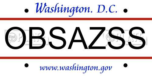 OBSAZSS District Of Columbia License Plate