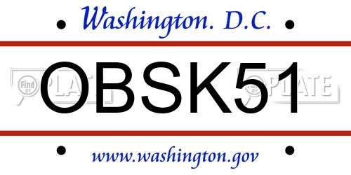 OBSK51 District Of Columbia License Plate