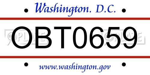 OBT0659 District Of Columbia License Plate
