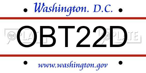 OBT22D District Of Columbia License Plate