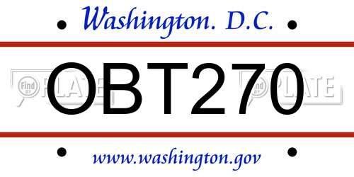 OBT270 District Of Columbia License Plate
