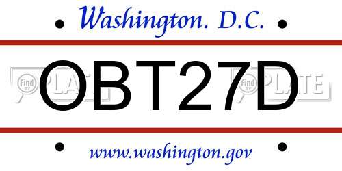 OBT27D District Of Columbia License Plate