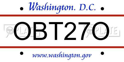 OBT27O District Of Columbia License Plate