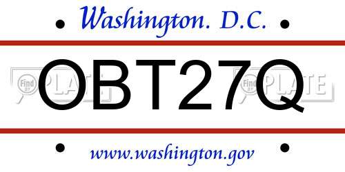 OBT27Q District Of Columbia License Plate