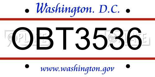 OBT3536 District Of Columbia License Plate