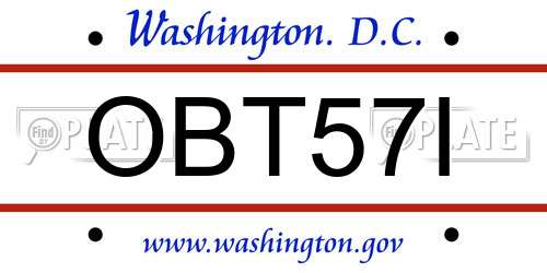 OBT57I District Of Columbia License Plate