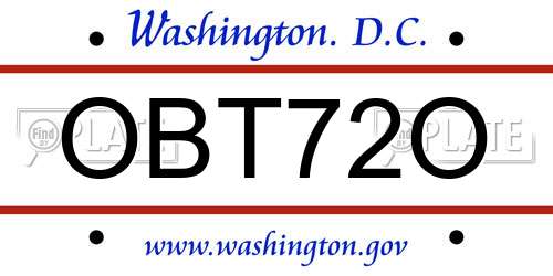 OBT72O District Of Columbia License Plate