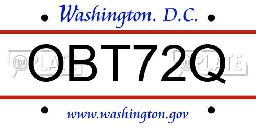 OBT72Q District Of Columbia License Plate