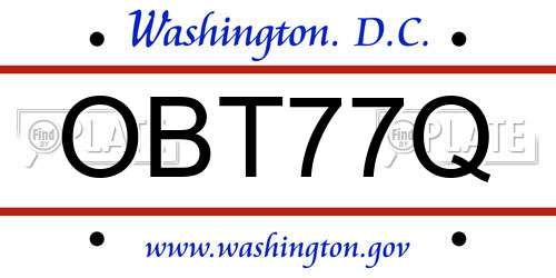 OBT77Q District Of Columbia License Plate