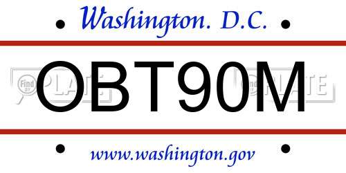 OBT90M District Of Columbia License Plate