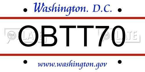 OBTT70 District Of Columbia License Plate