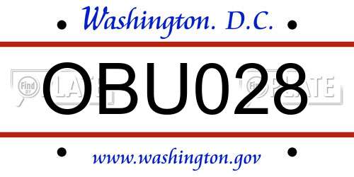 OBU028 District Of Columbia License Plate
