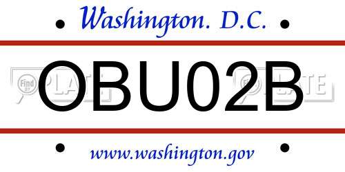 OBU02B District Of Columbia License Plate