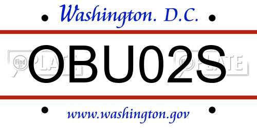 OBU02S District Of Columbia License Plate