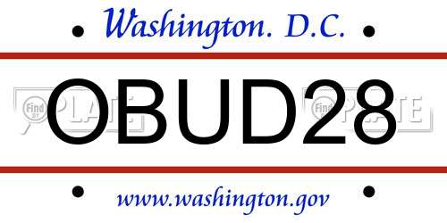 OBUD28 District Of Columbia License Plate
