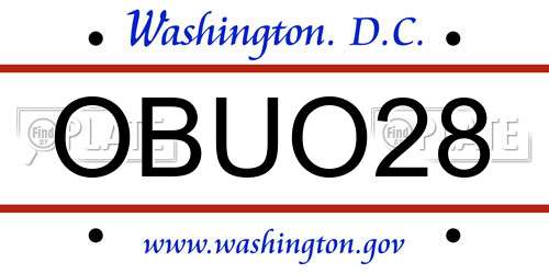 OBUO28 District Of Columbia License Plate