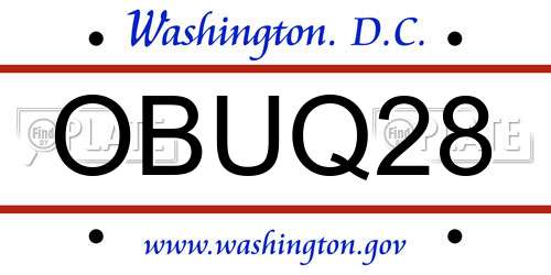 OBUQ28 District Of Columbia License Plate