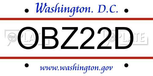 OBZ22D District Of Columbia License Plate