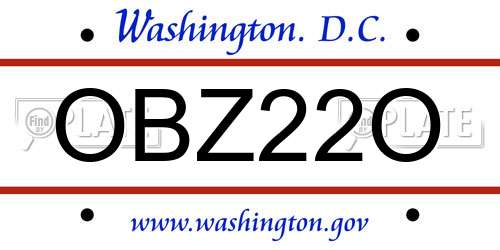 OBZ22O District Of Columbia License Plate