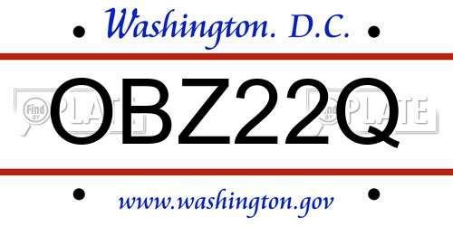 OBZ22Q District Of Columbia License Plate