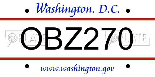 OBZ270 District Of Columbia License Plate