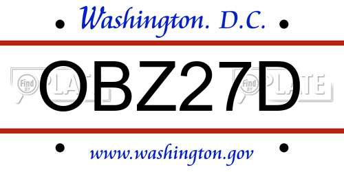 OBZ27D District Of Columbia License Plate